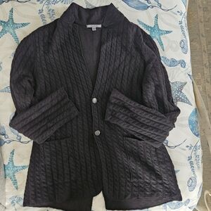 John Varvatos Black Cable Knit Cardigan
